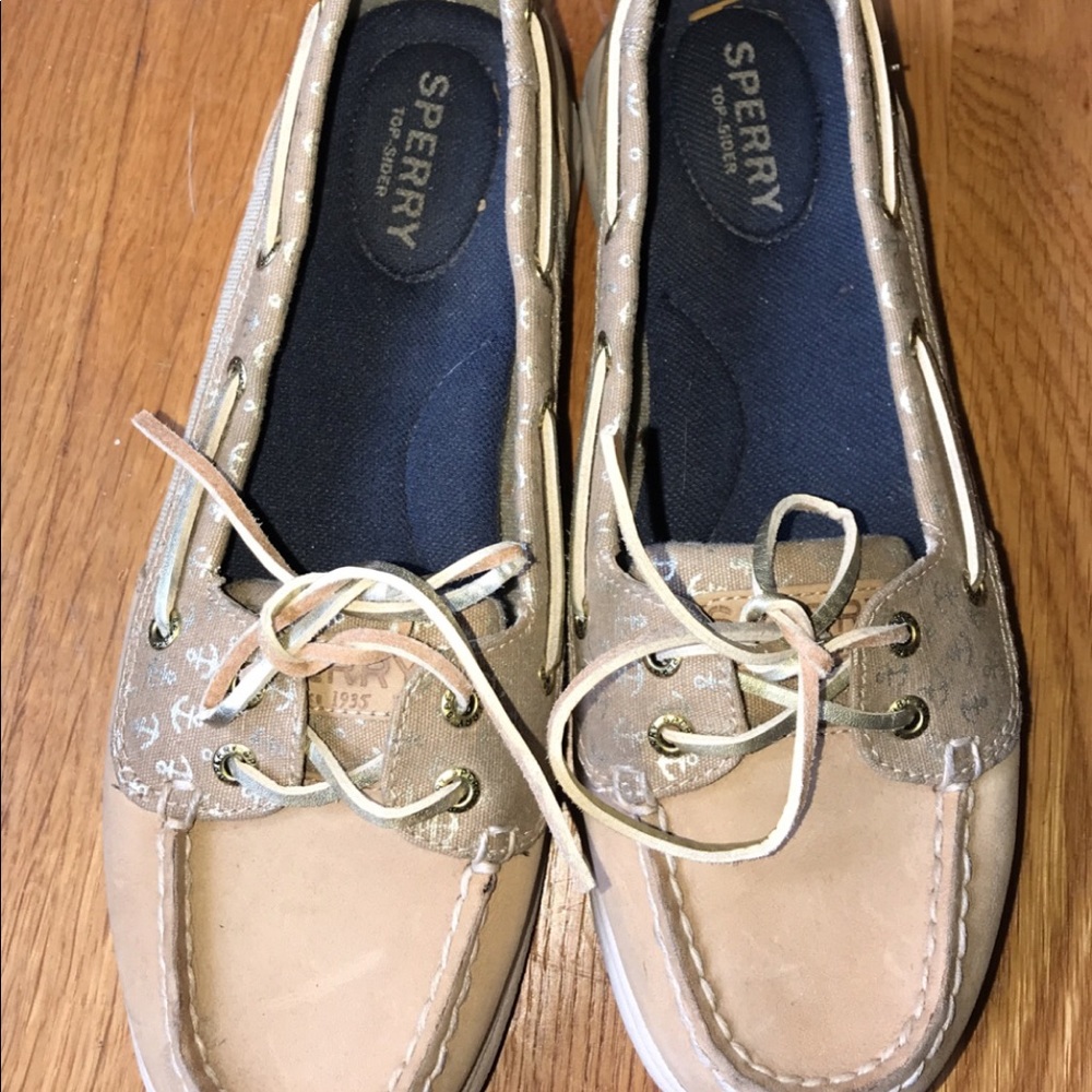 Sperry gold and tan boat shoes
